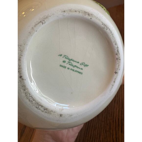 Vintage 80s Teleflora Pink Rose 3D Ceramic Branch Handle Teapot - Picture 5 of 5